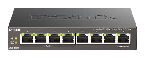 d-link dgs-1008p 8 port gigabit poe unmanaged switch metal housing|D-Link gigabit poe.